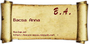 Bacsa Anna névjegykártya