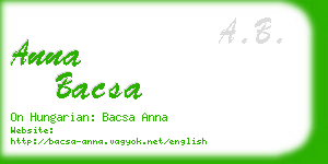 anna bacsa business card